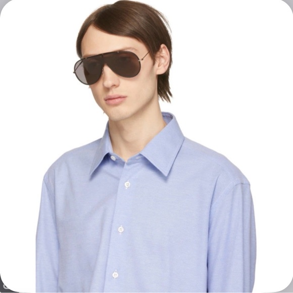 TOM FORD TF671 Mack Black Leather Rose Gold Metal Frame Aviator Large Sunglasses - Picture 2 of 16